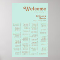 Retro Beach | Aqua Alphabetical Seating Poster