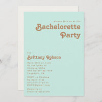 Retro Beach | Aqua Bachelorette Party Invitation
