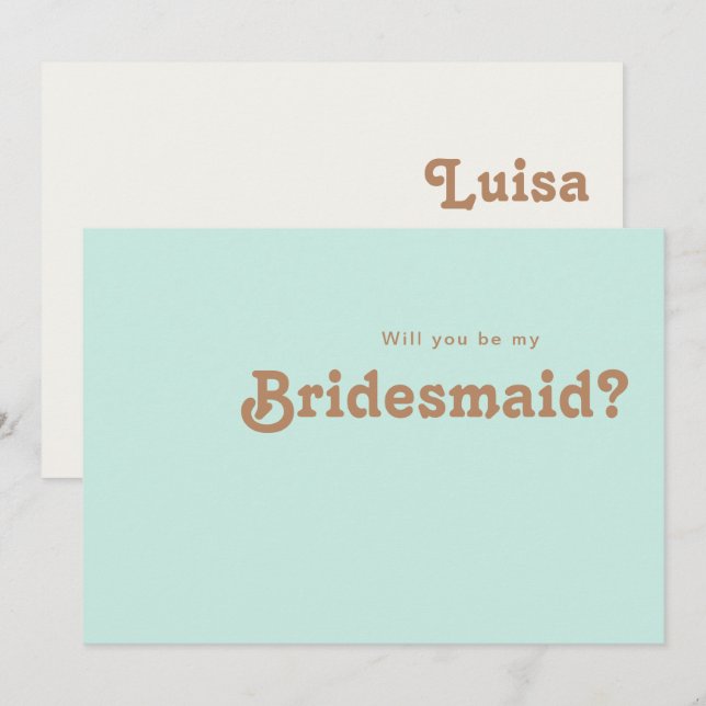 Retro Beach | Aqua Bridesmaid Proposal Card (Front/Back)