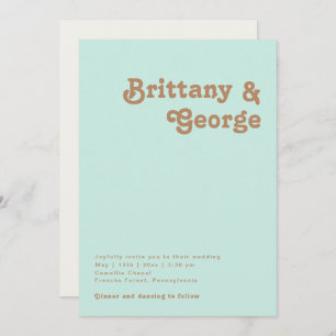 Retro Beach Aqua Casual Wedding Invitation