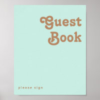 Retro Beach | Aqua Guest Book Sign