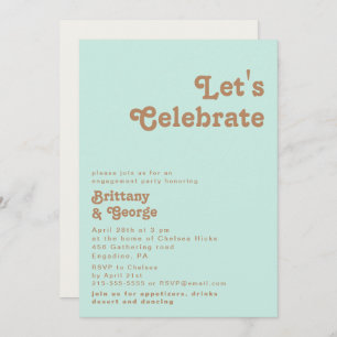 Retro Beach   Aqua Let's Celebrate Invitation