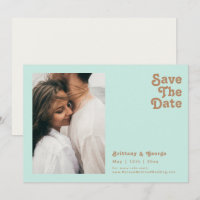 Retro Beach | Aqua Photo Horizontal Save The Date