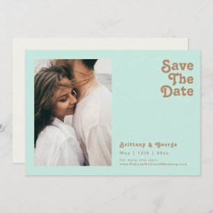 Retro Beach Aqua Photo Horizontal Save The Date