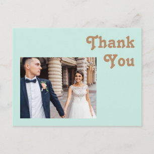 Retro Beach   Aqua Photo Wedding Thank You Postcard