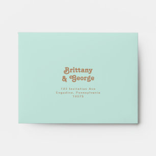 Retro Beach Aqua Self Addressed RSVP Envelope