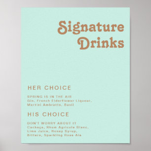Retro Beach   Aqua Signature Drinks Sign
