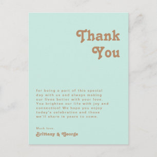 Retro Beach   Aqua Table Thank You Card
