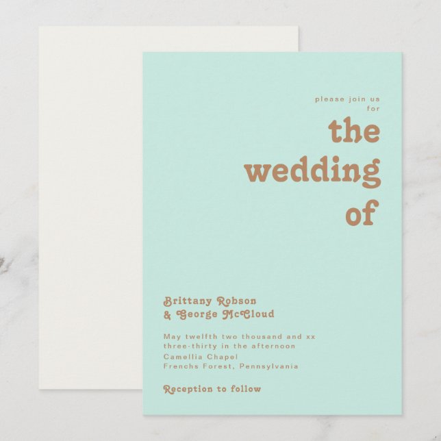 Retro Beach | Aqua The Wedding Of Invitation (Front/Back)