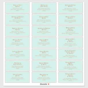 Retro Beach   Aqua Wedding Guest Address Sticker