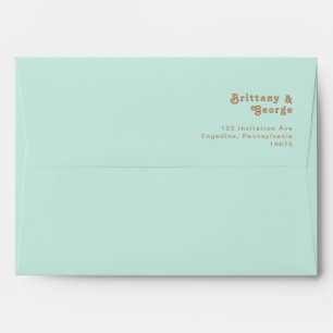 Retro Beach   Aqua Wedding Invitation Envelope
