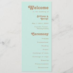 Retro Beach   Aqua Wedding Program Programme