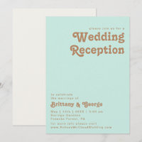 Retro Beach | Aqua Wedding Reception Invitation
