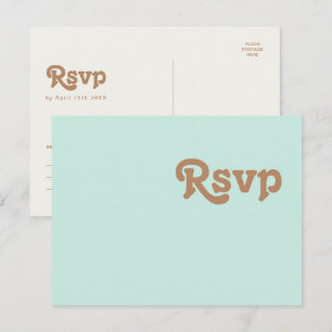 Retro Beach   Aqua Wedding RSVP Postcard