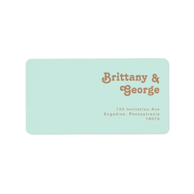 Retro Beach | Aqua Wedding RSVP Return Address Label (Front)