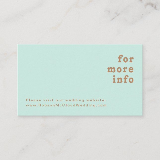 Retro Beach | Aqua Wedding Website Enclosure Card (Front)