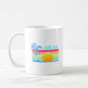 Retro Beach Aruba Sunset Coffee Mug