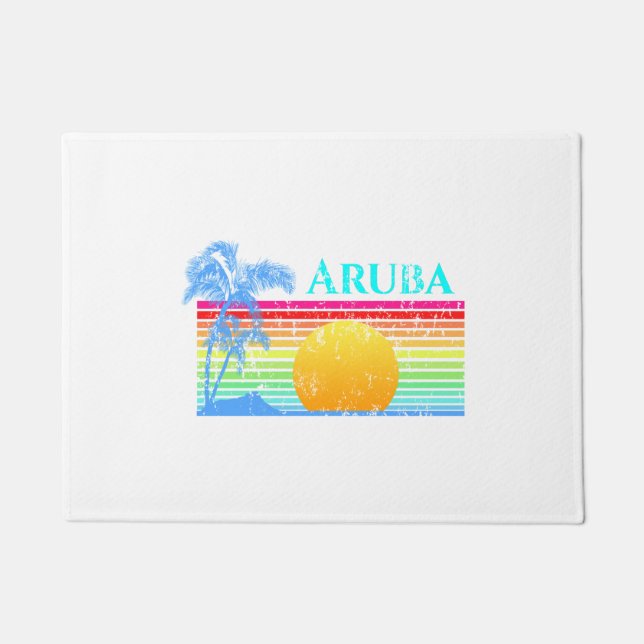 Retro Beach Aruba Sunset Doormat (Front)