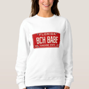 Retro Beach Babe 1969   FL License Plate Graphic Sweatshirt