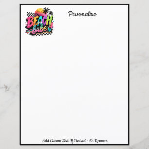 Retro Beach Babe Summer Personalised Writing Paper