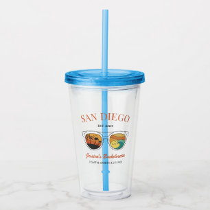 Retro Beach Bachelorette Custom Bridesmaid Gifts Acrylic Tumbler