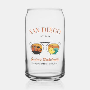 Retro Beach Bachelorette Custom Bridesmaid Gifts Can Glass