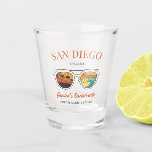 Retro Beach Bachelorette Custom Bridesmaid Gifts Shot Glass