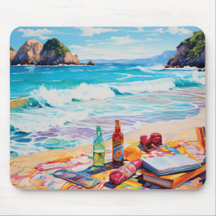 Retro Beach Bliss Mouse Mat