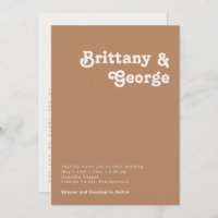 Retro Beach | Brown All In One Wedding Invitation