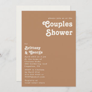 Retro Beach   Brown Couples Shower Invitation