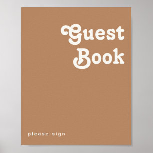 Retro Beach   Brown Guest Book Sign