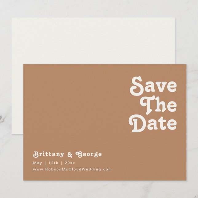 Retro Beach | Brown Horizontal Save The Date (Front/Back)