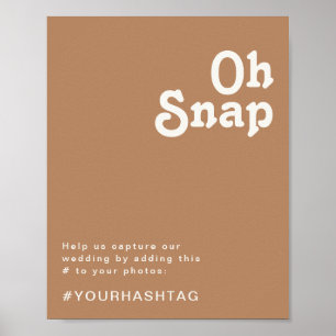Retro Beach Brown Oh Snap Hashtag Sign