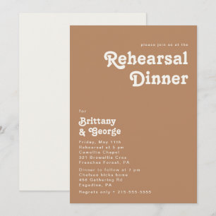 Retro Beach   Brown Rehearsal Dinner Invitation