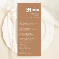 Retro Beach | Brown Wedding Dinner Menu