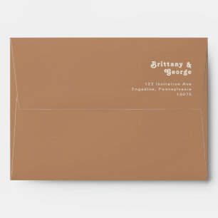 Retro Beach   Brown Wedding Invitation Envelope