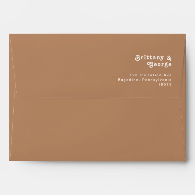 Retro Beach | Brown Wedding Invitation Envelope (Back (Top Flap))