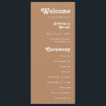 Retro Beach | Brown Wedding Program Programme<br><div class="desc">This retro beach | brown wedding program is perfect for your simple vintage, colourful tropical boho summer wedding. Its unique bohemian mid-century font gives this design a classic minimalist groovy hippie vibe. Suppose you're looking for a design that features bright, rustic coastal ocean colours for your creative 70's destination beach...</div>