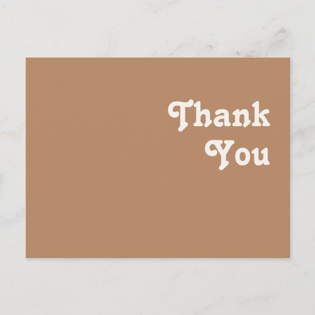 Retro Beach | Brown Wedding Thank You Postcard (Front)
