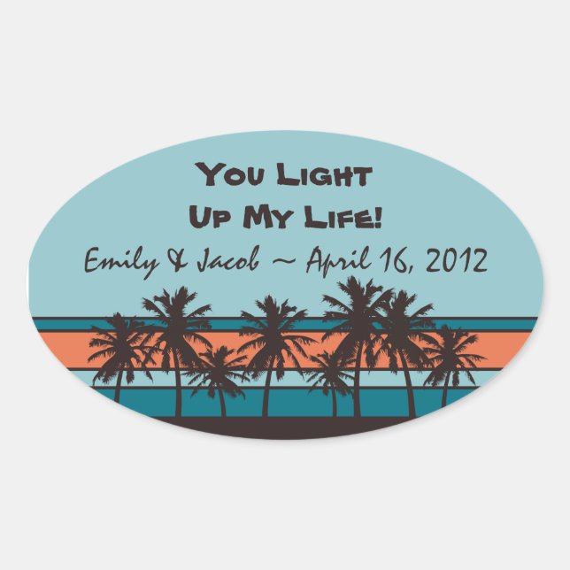 Retro Beach Candle Jar Favour Tags (Front)