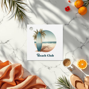 Retro Beach Club Coastal Surf Birthday Favour Tags