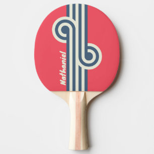 Retro Beach Club Stripe Loop with Name Ping Pong Paddle