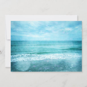 Retro Beach - Coastal Ocean Teal Blue Watercolor Card