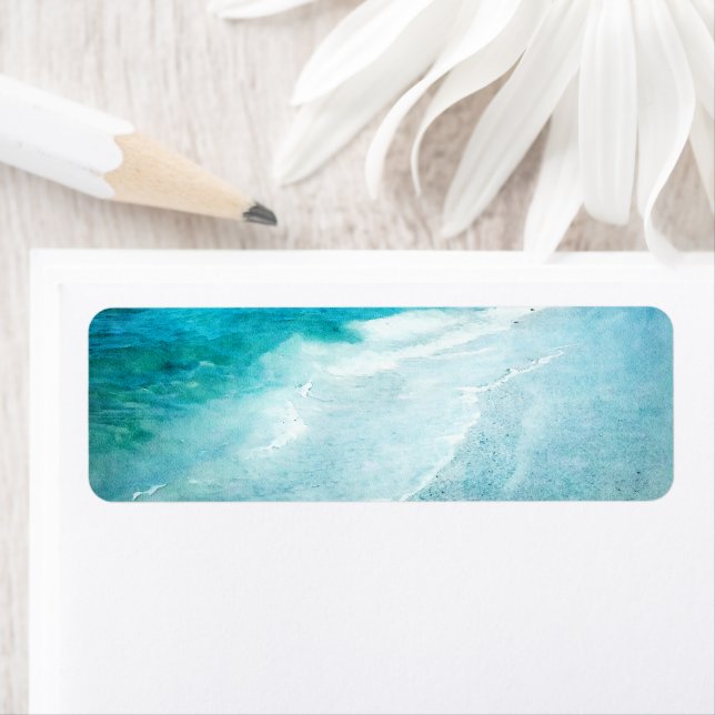 Retro Beach - Coastal Teal Blue Ocean Watercolor (Insitu)