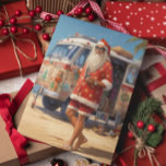 Retro Beach Cool Santa  Holiday Card<br><div class="desc">This design may be personalised in the area provided by changing the photo and/or text. Or it can be customised by clicking Personalise this Template and then choosing the click to customise further option and delete or change the colour of the background, add text, change the text colour or style,...</div>