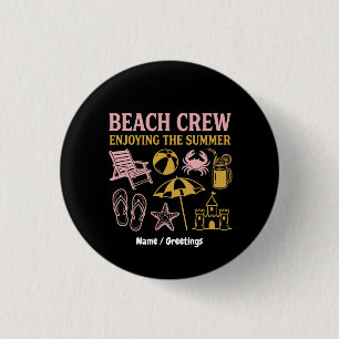 Retro Beach Crew Summer Vacation Graphic 3 Cm Round Badge