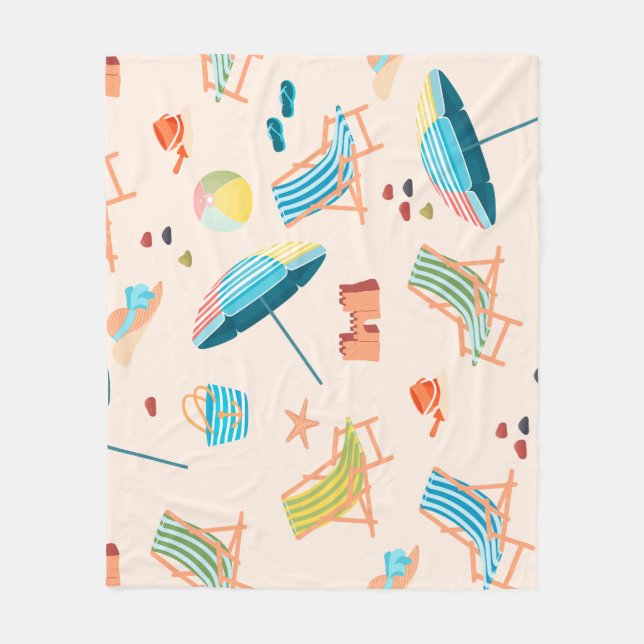 Retro Beach Day Fleece Blanket  (Front)