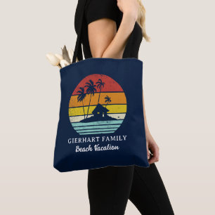 Retro Beach Family Coastal Vacation Script Tote Bag
