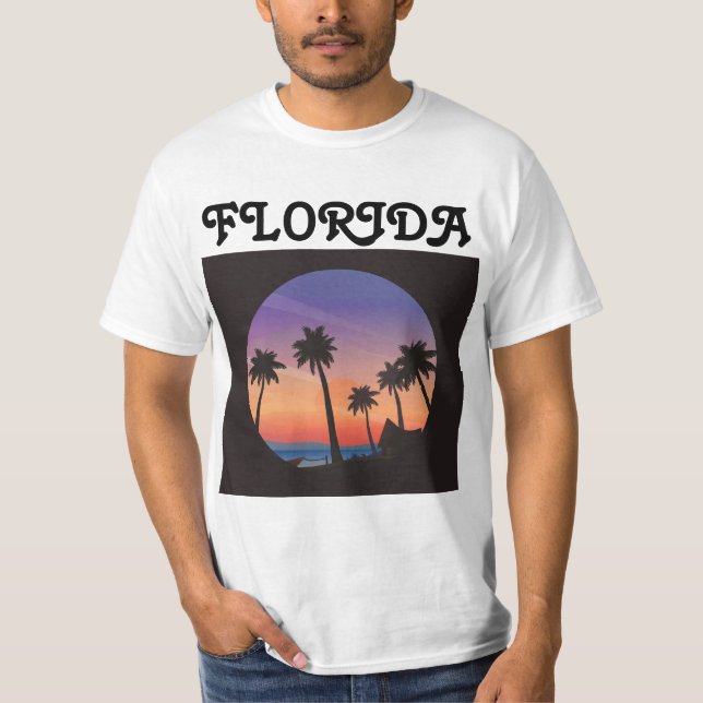 RETRO BEACH FLORIDA PALM TREES T-Shirts (Front)