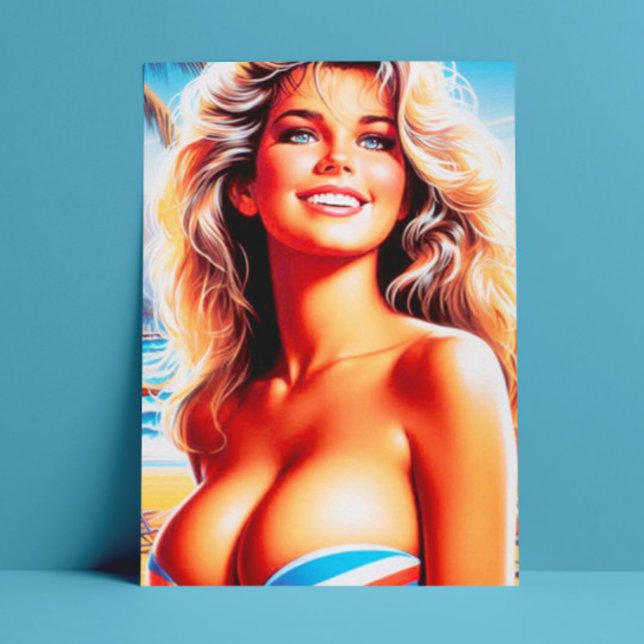 Retro Beach Girl Postcard (Creator Uploaded)